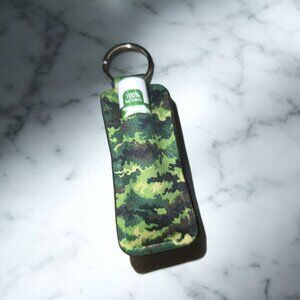 Chapstick Holder Keychain Green Camo